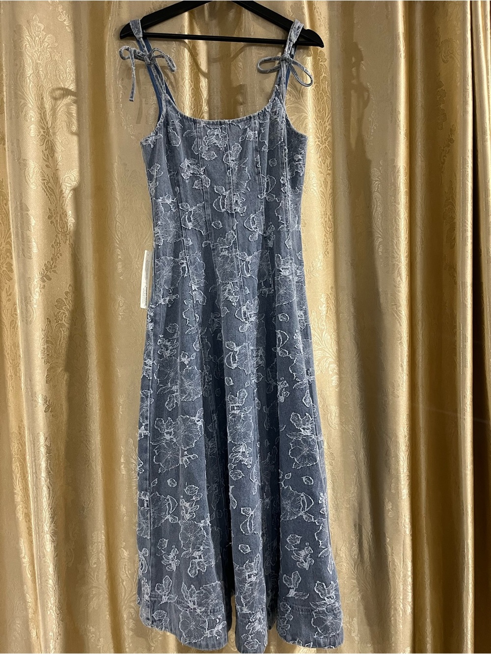 Blue Floral Tie-Strap Maxi Dress